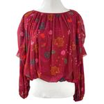 Free People Wild Flower Honey Blouse in Berry Combo Size XS Fall Floral Ruffle Photo 4
