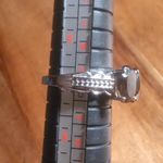 Brazilian Smokey Quartz Three Stone Stainless Steel Ring (Size 7) Photo 3