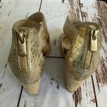 Adrienne Vittadini GOLD SNAKESKIN EMBOSSED STAPPY ESPADRILLES HEELED SANDALS Photo 6
