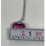 SU CH SKU 7850 Heart Shaped Purple and Pink Crystal Pendant Necklace Photo 4