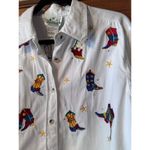 Vintage Quacker Factory Cowboy Boot embroidered 100% Cotton Button Down L White Size L Photo 9