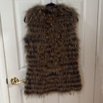 Women's rabbit Fur and leather Vest in Brown and Black Victoria stass small Photo 3