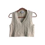 Princess Polly Cable Knit Sweater Vest Cropped White  Size Medium Photo 1