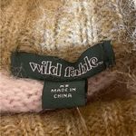 Wild Fable Striped Beige and Pink Women's Size XS Sweater Fuzzy Crew Neck NWT Photo 3