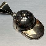 VTG Two Tone Silver Gold Baseball Cap Pendant 2.25” Length Bold Chunky Punk Photo 0