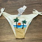 NWT Linnea Hand Painted Bikini Bottom Made In Brazil Palm Tree White Tan Blue L Multiple Size L Photo 0