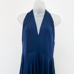 Max and Cleo  Halter Pleated Midi Dress‎ Navy Size Large Minimalist Retro Glam Photo 1