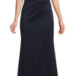 Aidan Mattox Aidan Maddox Asymmetrical Neckline‎ Glitter Gown 4 Navy Blue Photo 0