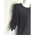ZARA  Black Ruffle Short Sleeves Sweater Women's S Whimsical Preppy Dark Academia Photo 2