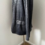 Majestic  Filatures Open Black Linen‎ Stretch Metallic Blazer Jacket Size 3 Photo 5