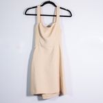 Wilfred Aritzia Aperature Tie Back Squareneck Japanese Crepe Mini Dress Beige 2 Photo 0
