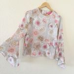 Catherine Malandrino  Button Down Back Bell Sleeve Floral Print Blouse Size M Photo 0