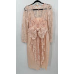 Vintage Totally 80s Peach Lace & Satin Formal Dress Huge Bow Molly Ringwald Size 6 Photo 3