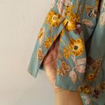 Free People  So Fine Smocked Blue Floral Butterfly Flowy Blouse Women size Medium Photo 6