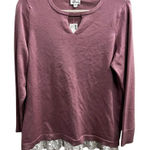 Avenue The  Sweater Women's Pink White Lace Hem Size 14/16 Extra Large Stretch Photo 0