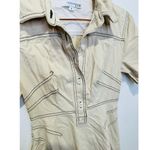 ROSETTA GETTY x RTR Beige Twill Collared Short Sleeve Bone Stitching Dress 0 Photo 6