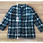 Veronica Beard Black wool Blend Crispin Tweed boxy oversized Coat size 10 Photo 7