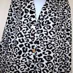 Andrew Marc ‎ leopard print black and white longline open front cardigan size S Photo 6