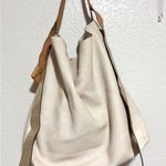 Gianni Chiarini Italian Leather Hobo Tote Bag in Cream and Tan Metallic Internal Photo 10