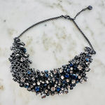 Talbots  Crystal Cluster Statement Necklace-Gunmetal Finish Photo 0