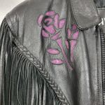 Daytona Joe Womens Moto Jacket Size XXL Black Purple Rose Zip Front Fringe Photo 4