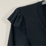 Veronica Beard ‎ Selene Ribbed Ruffle Top Size XS Long Sleeve Black Shirt Photo 5