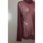 White House | Black Market Shirt Womens Medium Burgundy Sheer Mesh Turtleneck Photo 1