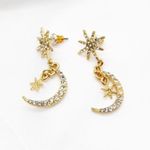 Star Moon Earrings Gold Photo 1