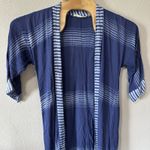 Soft Surroundings Soft‎ Surroundings Open Front Duster Size Small Petite SP Blue Striped Kimono Photo 1