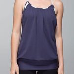 Lululemon No Limits Layered Sports Bra Loose Fit Tank Top Cadet Blue Stripe Sz 4 Photo 0