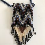 Blue/Brown Beaded Medicine Bag Necklace NWOT Blue Photo 2