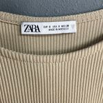 ZARA  Tan High Neck Sleeveless Gathered Mini Bodycon Vacation Beach Dress Small # Photo 1