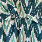 J.Crew Ikat Print Long Sleeve Drawstring Waist Romper Blue White Sz L Cotton Photo 5