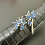 Vintage 925 Sterling Silver Blue CZ Stone Bypass Leaf Spray Ring Size 6 3g. Photo 8