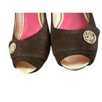 Lilly Pulitzer Brown Suede Resort Chic Peep Toe Wedge Heels Size 7 Photo 10