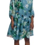 H&M  Women’s Teal Floral Puff Sleeve Dress Size Small Photo 0