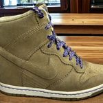 Nike  Dunk Sky Hi Filbert Green Suede Wedge Shoes  Purple Laces Swoosh 6.5 Photo 3