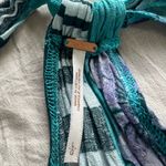 Free People  Floral Blue Striped Tropical
V Neck Tank Tie Size L Photo 1