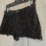 Sterling & Stitch Black Sequin Denim Shorts Women’s 27 Raw Hem Party Y2K Sparkle Photo 3