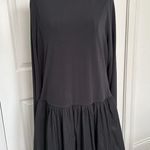 Madewell $198 Bubble-Hem Midi Dress Long Sleeve Scoop Back Black Size 14 NT743 Photo 7