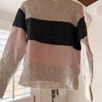 H&M  Sweater Knit Striped Light Gray Pink Dark Gray XS Photo 0