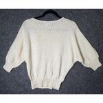 Vintage Nannell Hand Knit Beaded Sequin Sweater Cream Batwing Sleeve Size S 80s Photo 4