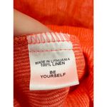 Flax Women's Linen Top Coral Orange Red Loose Textured Relaxed Casual Size Large Photo 2