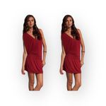 Haute Hippie new ஐ Deep V Asymmetrical Shoulder Draped Mini Dress ஐ Scarlet ஐ Photo 4