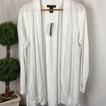 Joan Vass  White Button Front Long Cardigan Sweater NEW L Photo 0