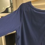 NYDJ size large navy 3/4 sleeve stretchy jersey in front and chiffon like back Photo 1