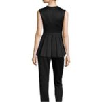 Cushnie et Ochs V Neck Pleated Silk Wool Black Sleeveless High Low Peplum Top 4 Photo 2