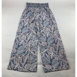 DAHUI Hawaii Linen Blend Pastel Palm Print Wide Leg Lounge Pant XL Blue Photo 3