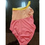 Freely Women's Swimsuit Sz L One Shoulder Bathing One Piece Shelf Bra Color Bloc Photo 4