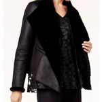 Alfani  Womens Faux-Shearling-Lined Moto Jacket Black Size Large Photo 1
